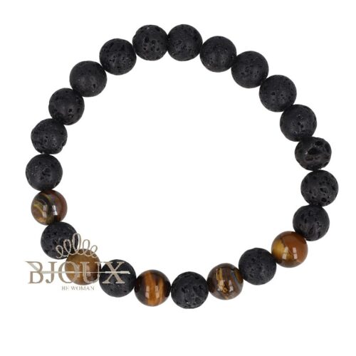 Bracciale da uomo elastico con pietre dure brown