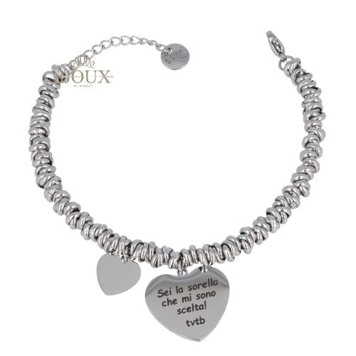 Bracciale anellini in acciaio "Sei la sorella..."