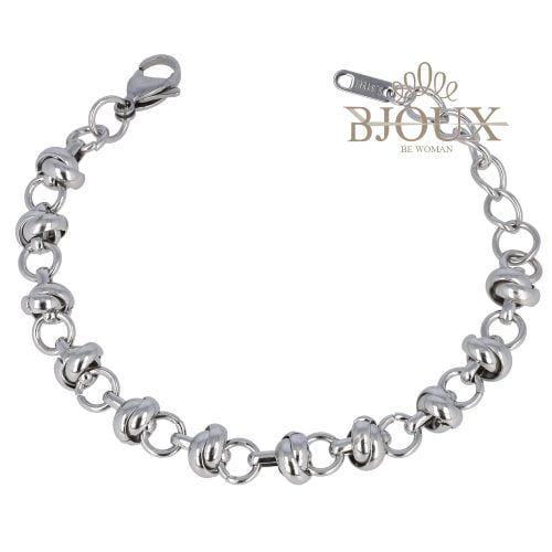 Bracciale in acciaio rodiato con nodi