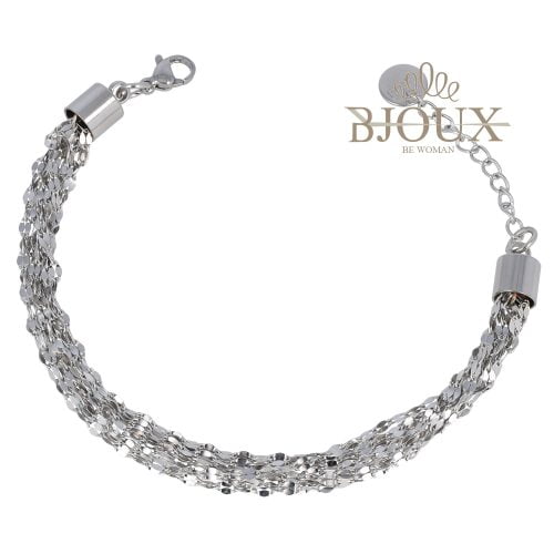Bracciale da donna catena multifilo rodiata