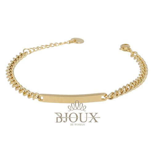 Bracciale catena acciaio con targhetta per incisione oro