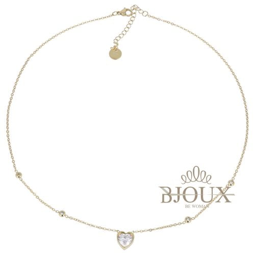 Collana in acciaio dorato pendente cuore con rivolo