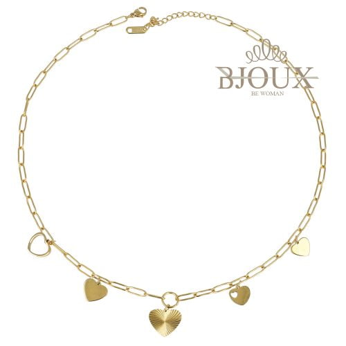 Collana in acciaio dorato con cuori