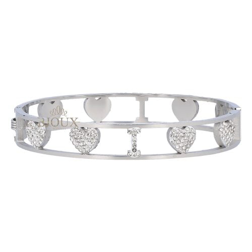 Bracciale bangle acciaio con lettera iniziale I