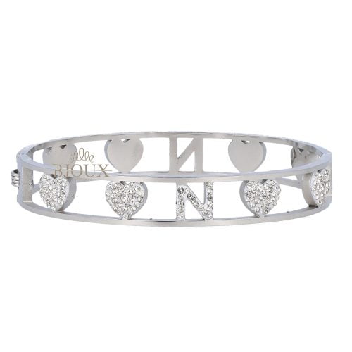 Bracciale bangle acciaio con lettera iniziale N