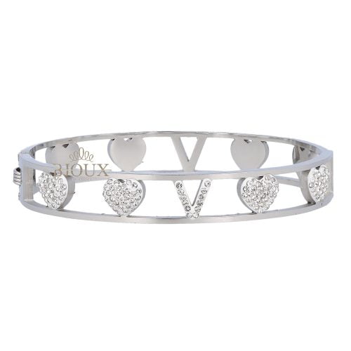 Bracciale bangle acciaio con lettera iniziale V
