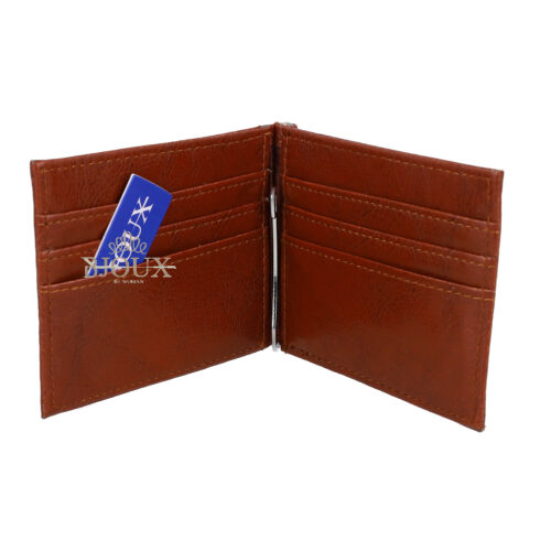 Portacarte da uomo in similpelle brown con porta spiccioli