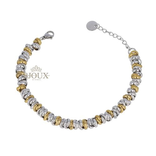 Bracciale acciaio ad anelli da 4 mm rodio gold