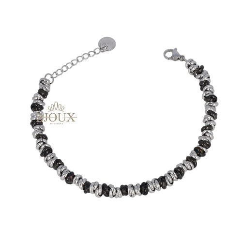 Bracciale acciaio ad anelli da 3 mm rodio e ner