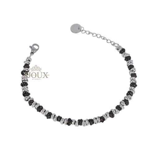 Bracciale acciaio ad anelli rodio nero da 2 mm