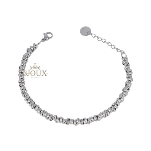 Bracciale acciaio ad anelli rodio da 2 mm