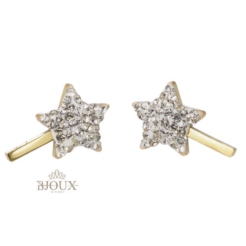 Orecchini a perno gold con stella 1 cm e zirconi