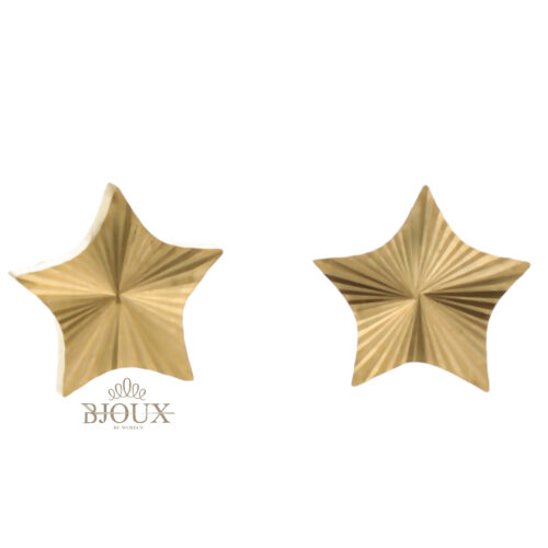 Orecchini a lobo con stella rigata gold 1 cm