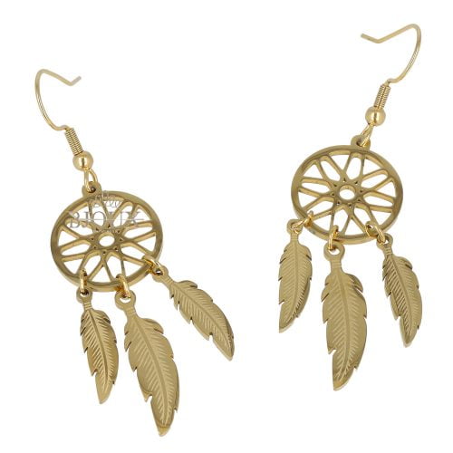 Orecchini con scaccia sogni in acciaio dorato