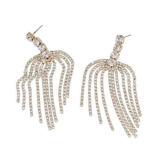 Orecchini color oro con punti luce e 10 fili strass