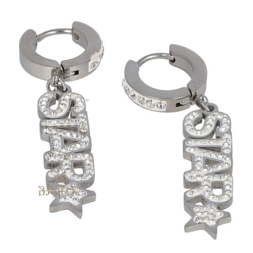 Orecchini cerchietto mini in acciaio charms star