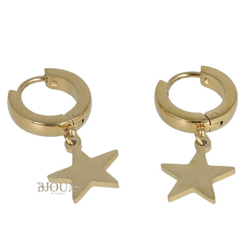 Orecchini cerchietto 10 mm oro con stelle