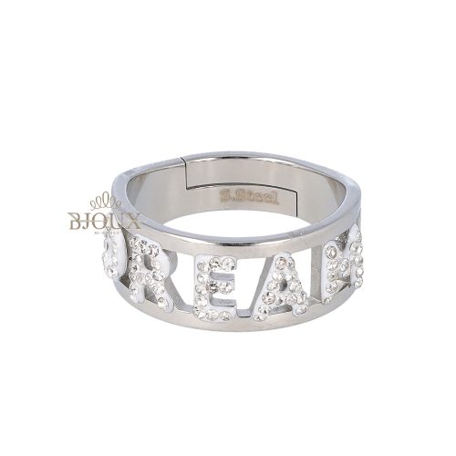 Anello dream in acciaio rodiato con zirconi