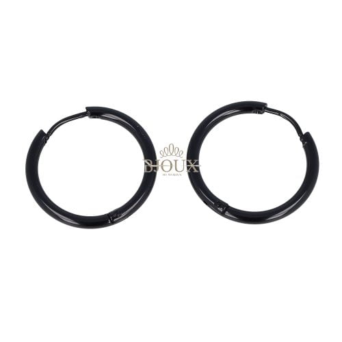 Orecchini in acciaio mini cerchietti diam.16 tubolare black