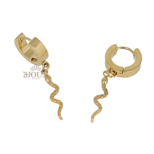 Orecchini acciaio unisex cerchietto con cobra oro
