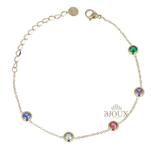 Bracciale acciaio gold con strass multicolor