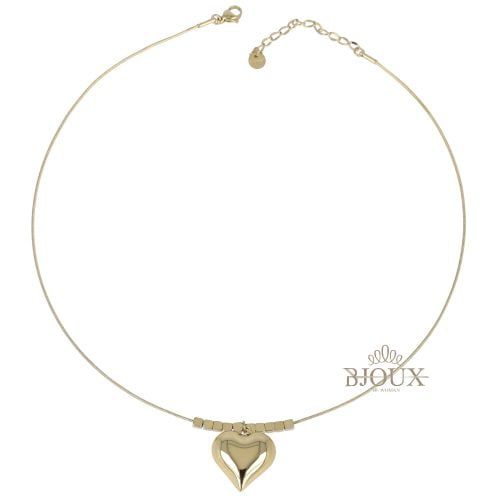 Collana in acciaio con cuore bombato gold