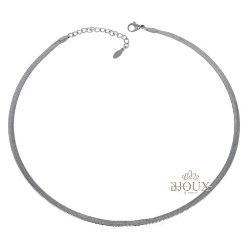 Collana in acciaio rodiato snake 4MM