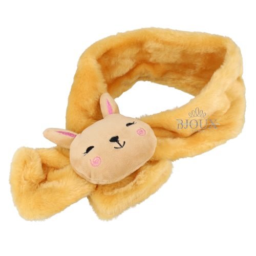 Sciarpina bambina in peluche giallo con gattino