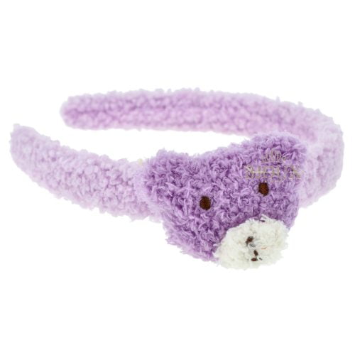 Frontino da bambina in tessuto con teddy lilla