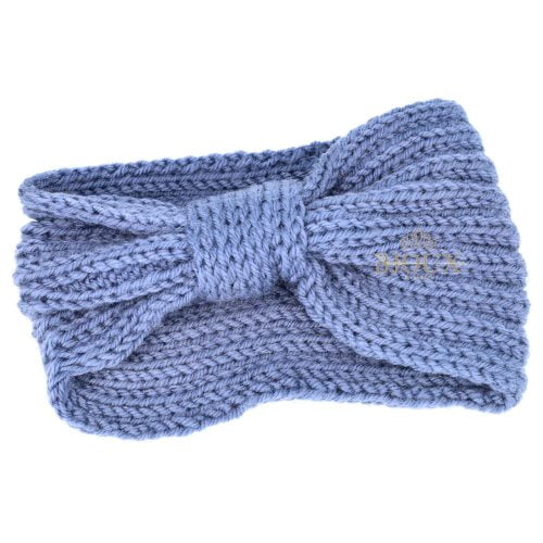 Fascia lana da bambina con nodo centrale azzurro