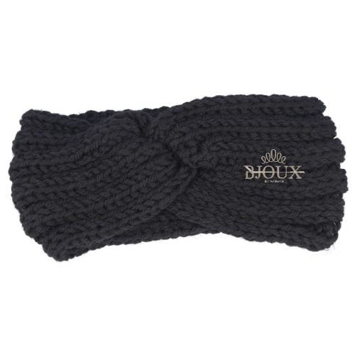 Fascia lana da bambina con lavorazione ad uncinetto nero