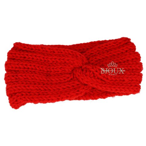 Fascia lana da bambina con lavorazione ad uncinetto rosso