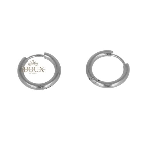 Orecchino a cerchietto in acciaio rodio 12mm