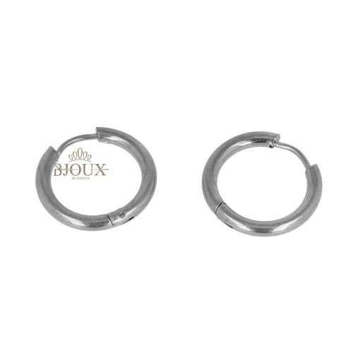 Orecchino a cerchietto in acciaio rodio 14mm