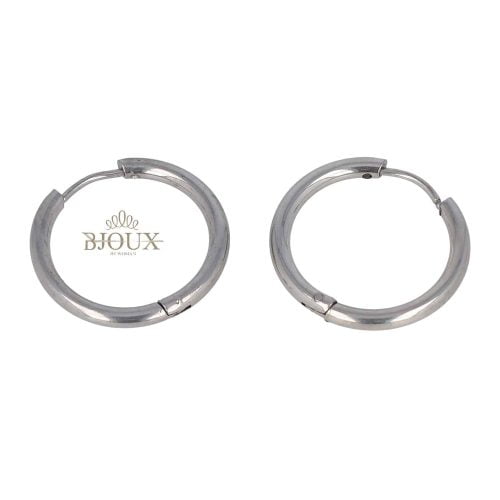 Orecchino a cerchietto in acciaio rodio 16mm