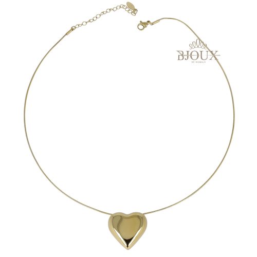 Collana acciaio con cuore 3d gold passante