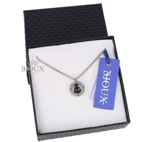 Collana per uomo in acciaio con bussola e ancora black