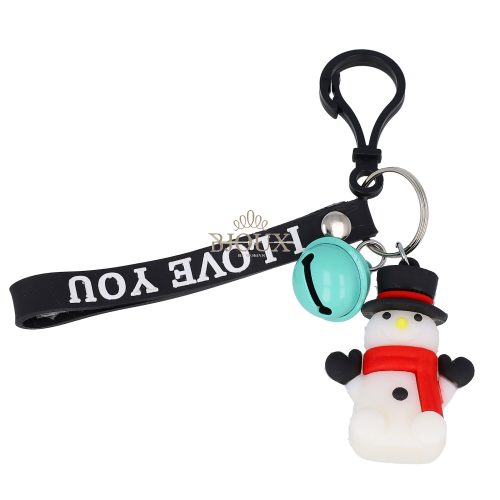 Portachiavi natalizio in gomma con omino di neve