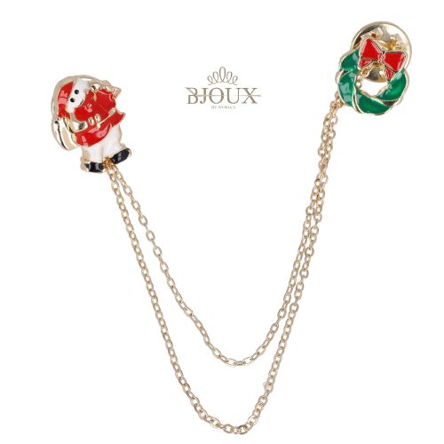 Spilla natalizia babbo natale con ghirlanda