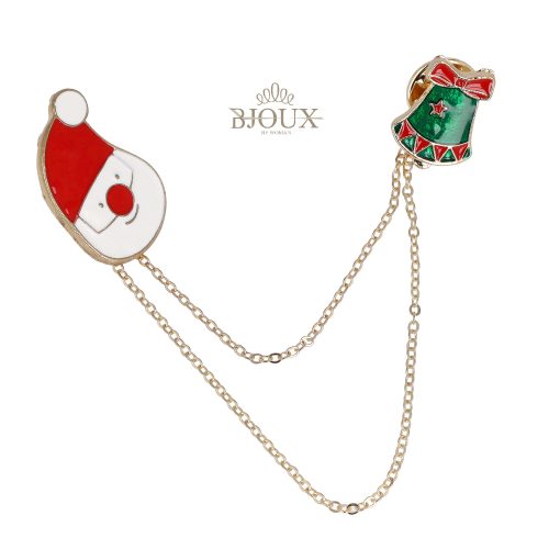 Spilla natalizia babbo natale con campanella