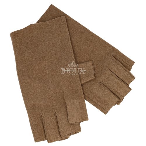 Guanto donna senza dita in pile brown