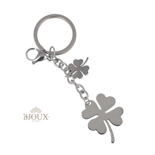 Portachiavi in acciaio con quadrifoglio