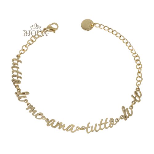 Bracciale frase tutto di me ... in acciaio dorato