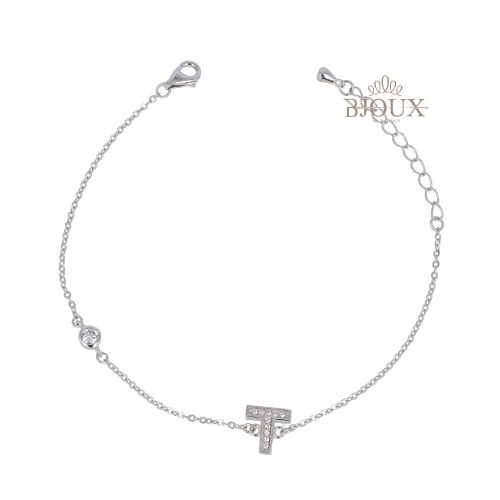 Bracciale in argento con lettera T