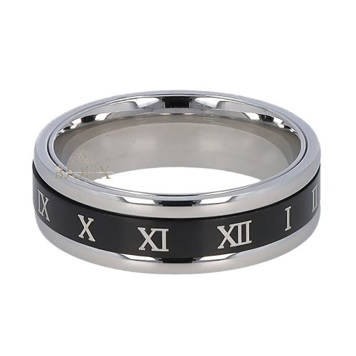 Anello fascia rodio con numeri romani