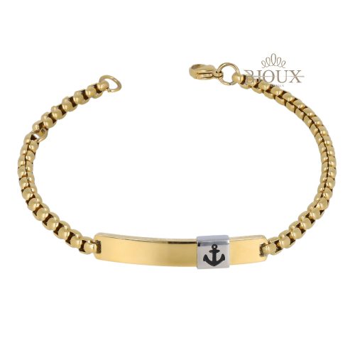 Bracciale in acciaio oro con targhetta e ancora