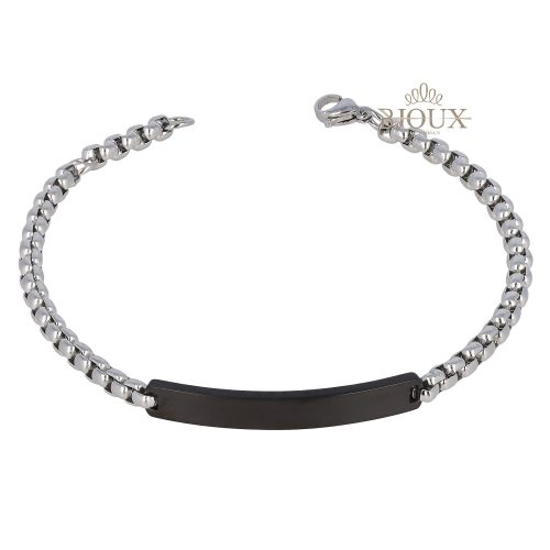 Bracciale con targhetta black in acciaio