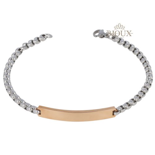 Bracciale con targhetta gold rose in acciaio