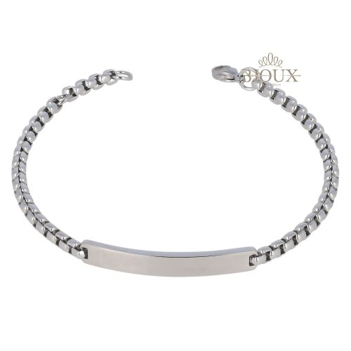 Bracciale con targhetta rodio in acciaio
