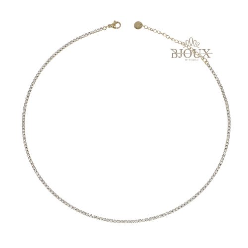 Collana girocollo di strass 2mm in acciaio dorato